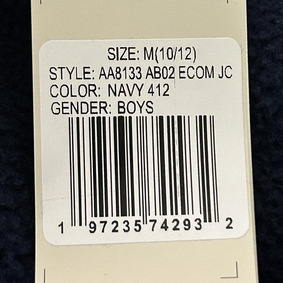 Adidas Youth Boys Pullover Fleece Sweater 10-12 Mock Neck Navy Blue Quarter-Zip - Picture 4 of 5